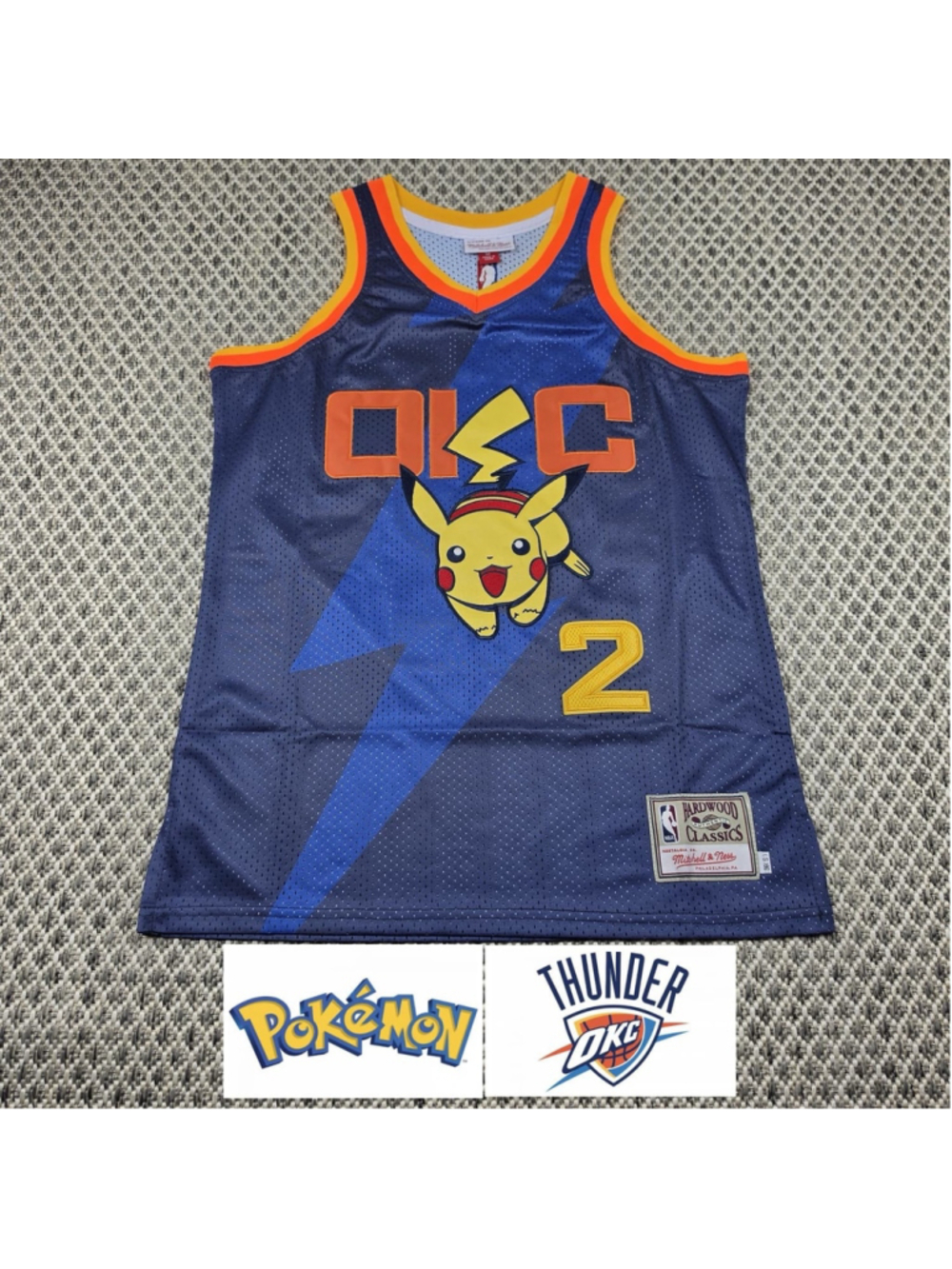 Shai Gilgeous-Alexander OKC Thunder Custom Pikachu Jersey S Mitchell & Ness - Picture 1 of 8